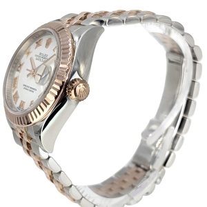 Rolex Datejust 28mm SS/RG Fluted Bezel White Roman Dial Jubilee Bracelet Auto Lady Watch